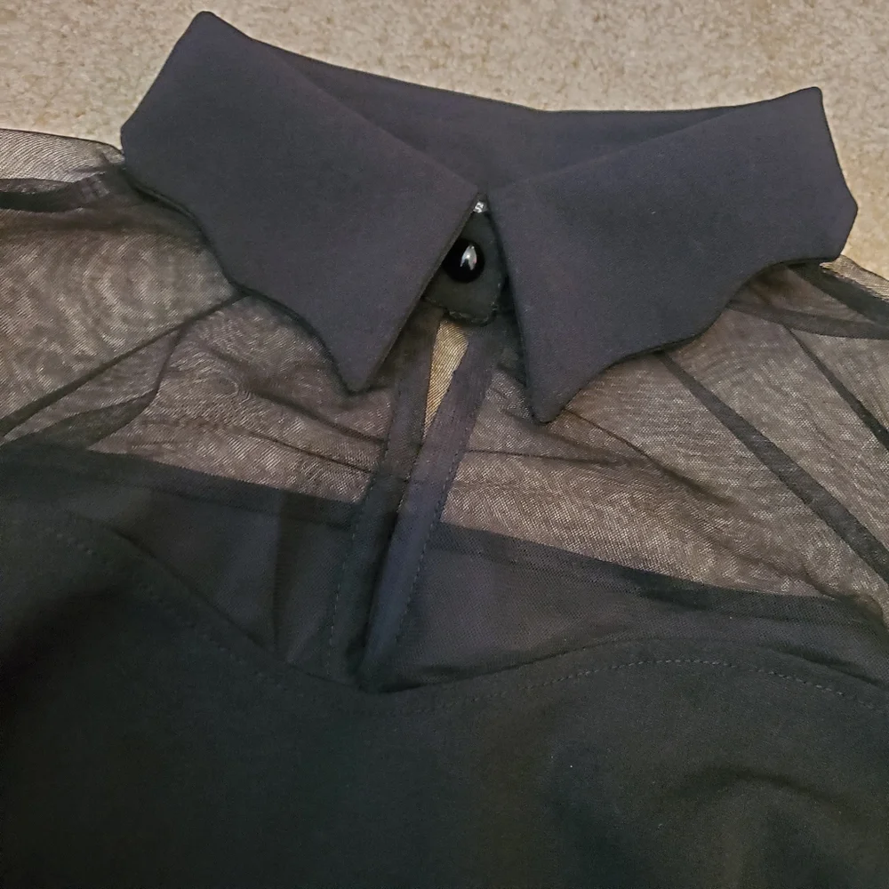 Keyhole Mesh Bell Long Sleeve Gothic Cocktail Vintage Dress - Picture 2 of 7